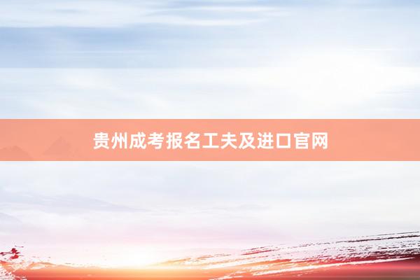 贵州成考报名工夫及进口官网