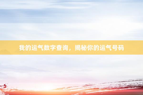 我的运气数字查询，揭秘你的运气号码